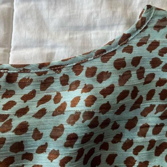 Laura Petites Teal Animal Print Metallic Short Sleeve Blouse 8 - Picture 15 of 15